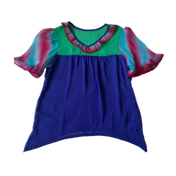 Multi Coloured Ruffle Sleeve Top - Picture 2 of 3